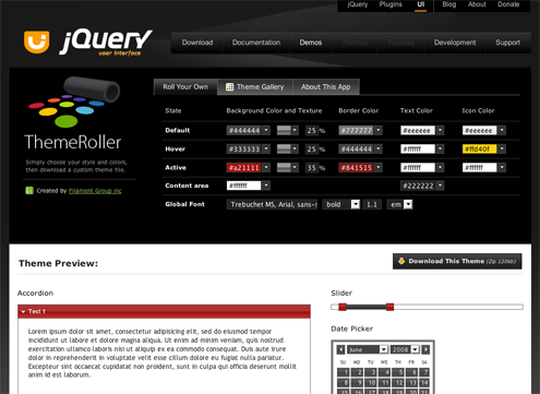 ThemeRoller User
Interface